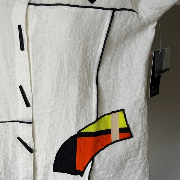 Ali Miles Pop Art Patchwork White/Cream Tunic Shirt with Abstract Accents-XS(S/M - Picture 3 of 16